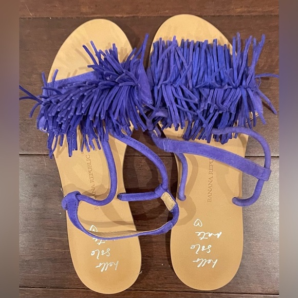 Banana Republic Purple/blue Fringe/tassel slingback sandals Sandals 7 - Picture 1 of 16
